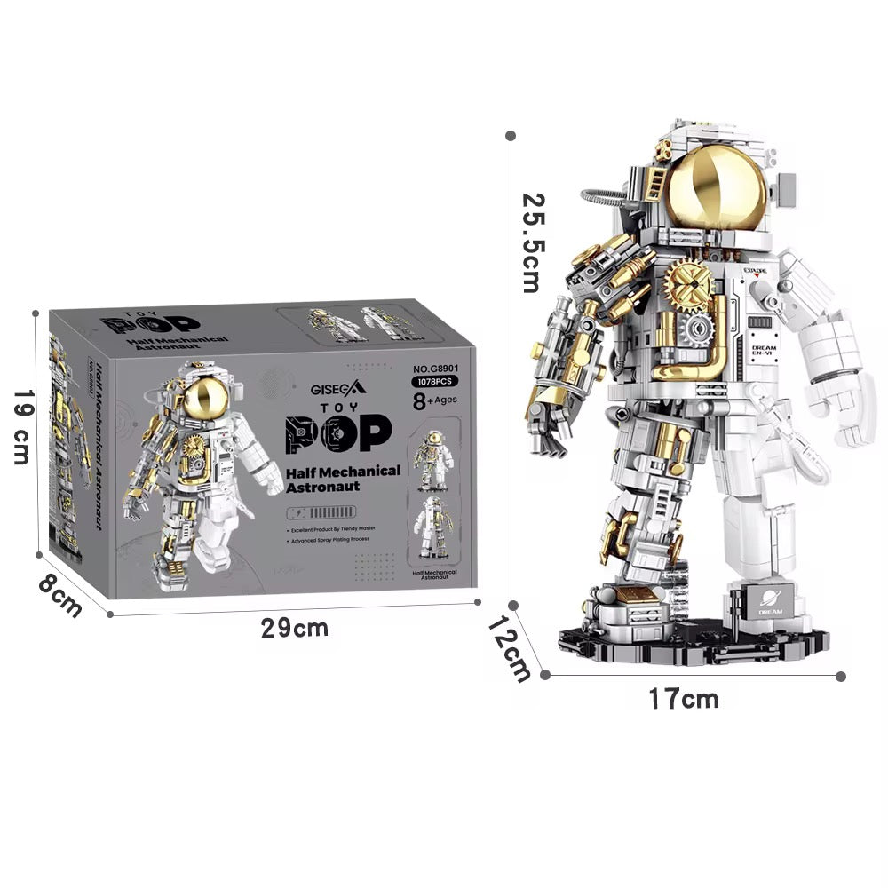 Half Mechanical Astronaut Building Block Set (1078 PCS) – Premium Space Model Display Toy